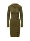 Self-portrait Self Portrait Ribbed Knit Mini Dress With Cut Outs In Khaki In Green