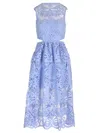 Self-portrait Abito Midi Con Cut-out In Pizzo Blu In Blue