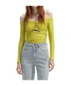 Self-portrait Self Portrait 'chartreuse Jersey Off Shoulder' Top In Gray