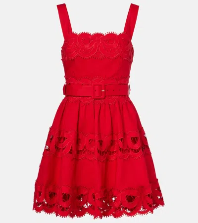 Self-portrait Cutout Linen And Cotton-blend Minidress