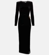 Self-portrait Black Velvet Embellished Midi Dress Black In Black