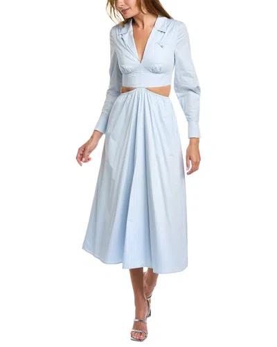 Self-portrait Cutout Midi Shirtdress In Blue