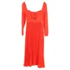 Self-portrait Cutout Pleated Halterneck Midi Dress In Red Polyester In Red
