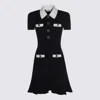 Self-portrait Collared Button-detail Mini Dress In Black