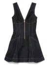 Self-portrait Dark Denim Mini Dress With Deep V-neckline In Black