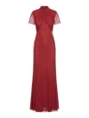Self-portrait Red Rhinestone Mesh Maxi Dress In Red