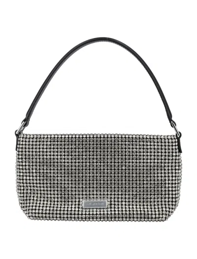 Self-portrait Dazzling Diamante Small Hobo Handbag For Women In Grey