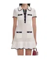 Self-portrait Decorative Buttons Ribbed Knit Minidress In White