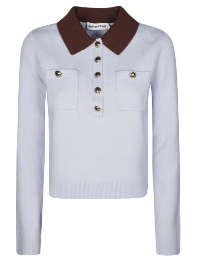 Self-portrait Delicate Lace Long-sleeved Top With High Neckline In White