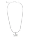 Self-portrait Delicate Silver Necklace With Crystal-embellished Bow Design