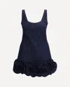 Self-portrait Short Blue Dress With Floral Applique Self Portrait In Blue