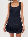 Self-portrait Short Blue Dress With Floral Applique Self Portrait In Blue