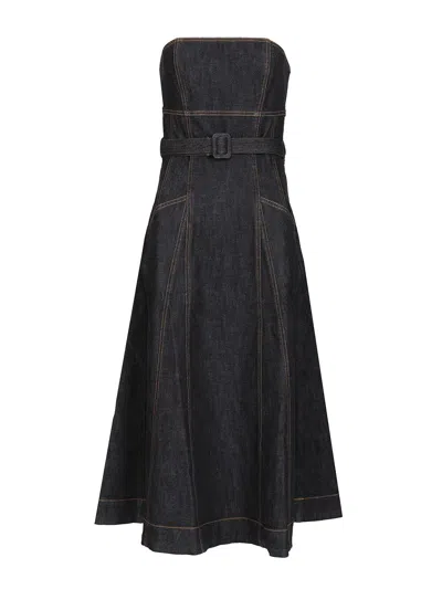 Self-portrait Denim Bandeau Midi Dress Dresses Blue