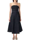 Self-portrait Indigo Denim Bandeau Midi Dress Dresses Blue In Blue