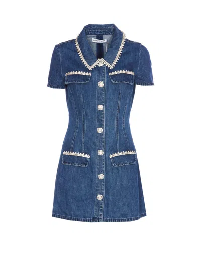 SELF-PORTRAIT DENIM COLLAR MINI DRESS