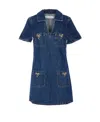 Self-portrait Crystal Bow Mini Denim Dress