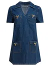 Self-portrait Self Portrait Cotton Denim Mini Dress With Bows