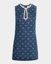 Self-portrait Denim Dress With Applications In Blue