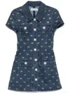Self-portrait Bow-embellished Denim Mini Dress In Blue