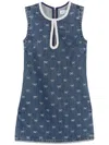 Self-portrait Denim Dress With Applications In Blue