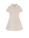 Self-portrait Structured Beige Dress With Classic Collar And Flap Pockets In Neutral
