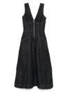 Self-portrait V-neck Denim Midi Dresses In Blue