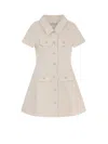 Self-portrait Structured Beige Dress With Classic Collar And Flap Pockets In Neutral