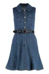 Self-portrait Dress Featuring Belted Waist And Front Pockets