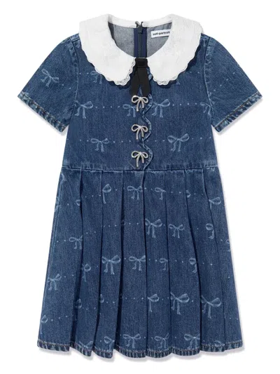 Self-portrait Kids' Denim Dress In Blue