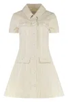 Self-portrait Structured Beige Dress With Classic Collar And Flap Pockets In Neutral