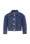 Self-portrait Denim Jacket For Girl With Polka Dots In Blue