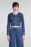 Self-portrait Denim Jackets In Blue Cotton In Blue