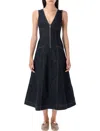 Self-portrait V-neck Denim Midi Dresses