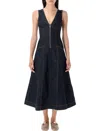 Self-portrait V-neck Denim Midi Dresses