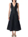 Self-portrait Denim Long Dress In Blue