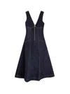 Self-portrait V-neck Denim Midi Dresses In Blue