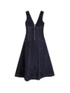 Self-portrait V-neck Denim Midi Dresses In Blue