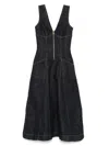 Self-portrait V-neck Denim Midi Dresses In Blue