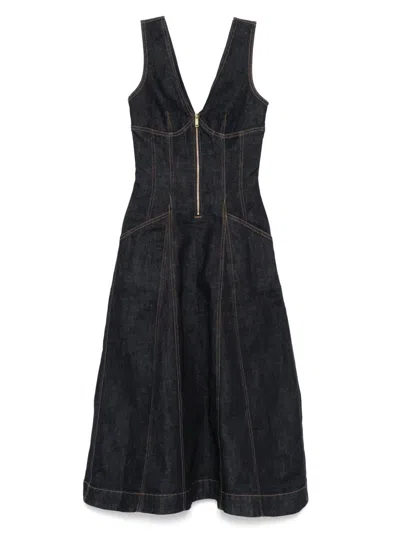SELF-PORTRAIT DENIM MIDI DRESS