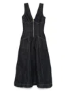 Self-portrait V-neck Denim Midi Dresses In Blue