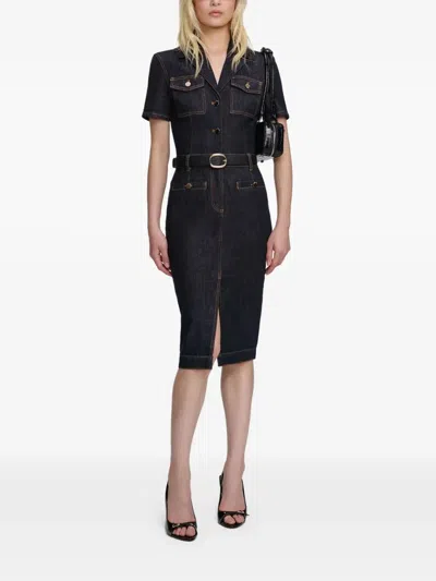 Self-portrait Denim Midi Dress In Blue