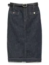 Self-portrait Indigo Denim Midi Skirt In Animal Print