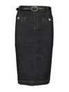 Self-portrait Indigo Denim Midi Skirt In Black