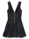 Self-portrait Navy Blue Dress With Bustier Neckline And Zip Detail