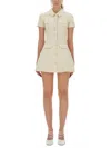 Self-portrait Fitted Cotton Mini Dress With Classic Collar In Gray