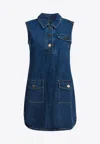 Self-portrait Self Portrait Women Denim Sleeveless Mini Dress In Blue