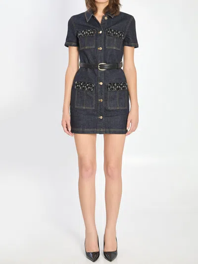 SELF-PORTRAIT SELF-PORTRAIT DENIM MINI DRESS