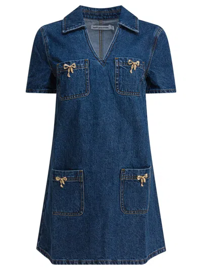Self-portrait Denim Mini Dress In Blue