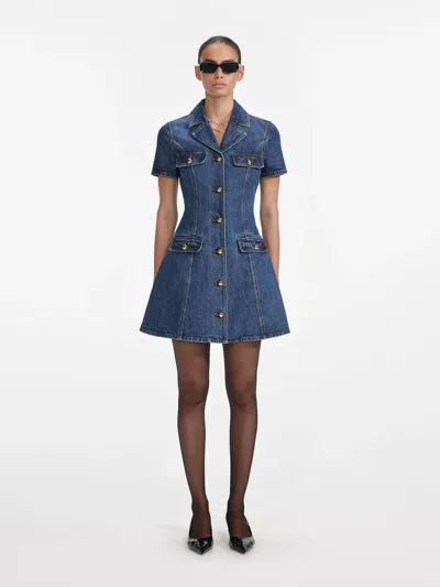 SELF-PORTRAIT SELF-PORTRAIT DENIM MINI DRESS