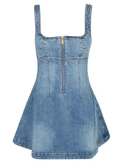 Self-portrait Denim Mini Dress In Blue